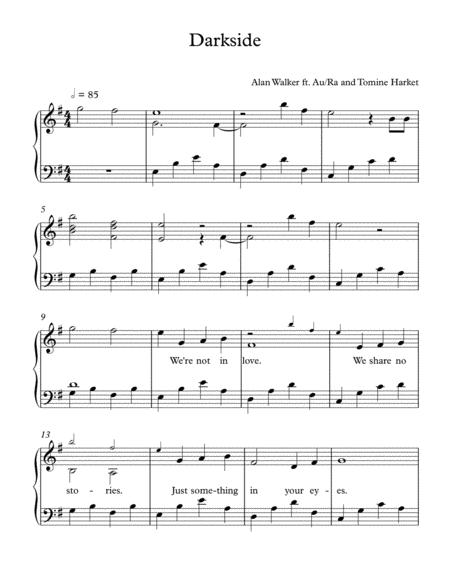 Darkside By Alan Walker Piano Solo Sheet Music