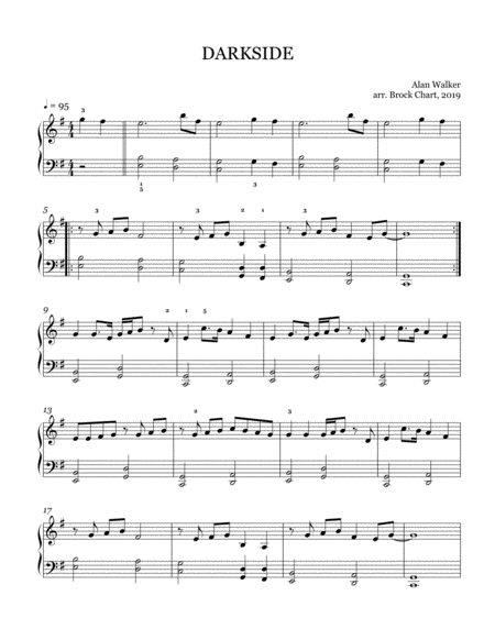 Darkside Intermediate Piano Solo Sheet Music