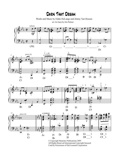 Free Sheet Music Darn That Dream For Harp Solo