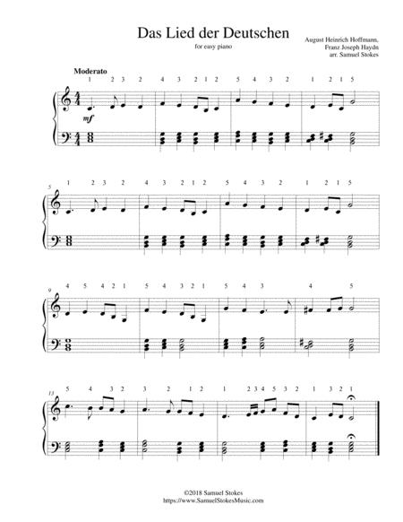 Das Lied Der Deutschen Deutschlandlied For Easy Piano Sheet Music