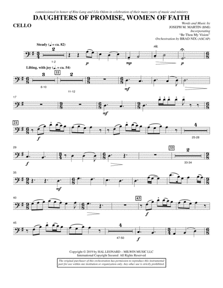 Daughters Of Promise Women Of Faith Cello Sheet Music