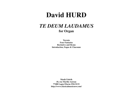 Free Sheet Music David Hurd Te Deum Laudamus For Organ