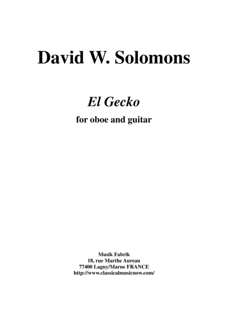 Free Sheet Music David W Solomons El Gecko For Oboe And Guitar