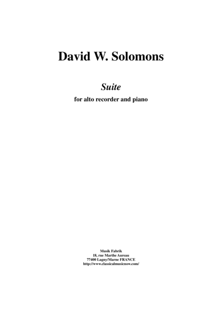 Free Sheet Music David W Solomons Suite For Flute And Piano