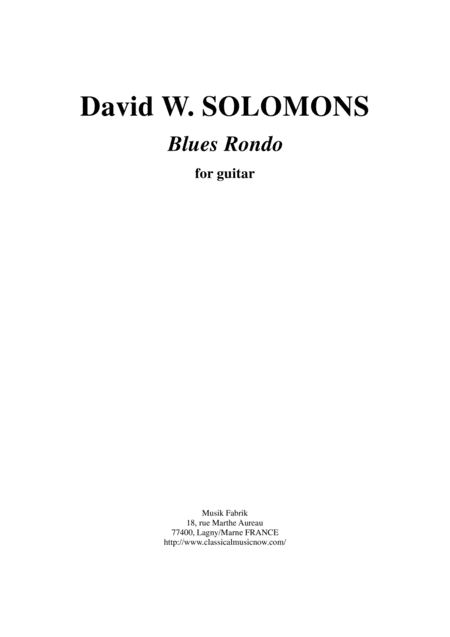 David Warin Solomons Blues Rondo For Solo Guitar Sheet Music