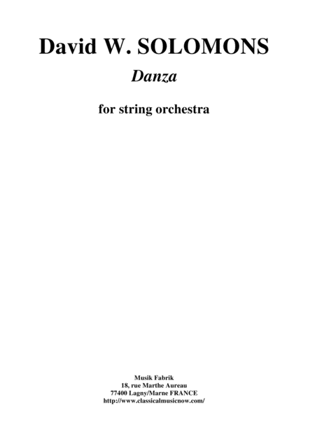 Free Sheet Music David Warin Solomons Danza For String Orchestra Score And Parts
