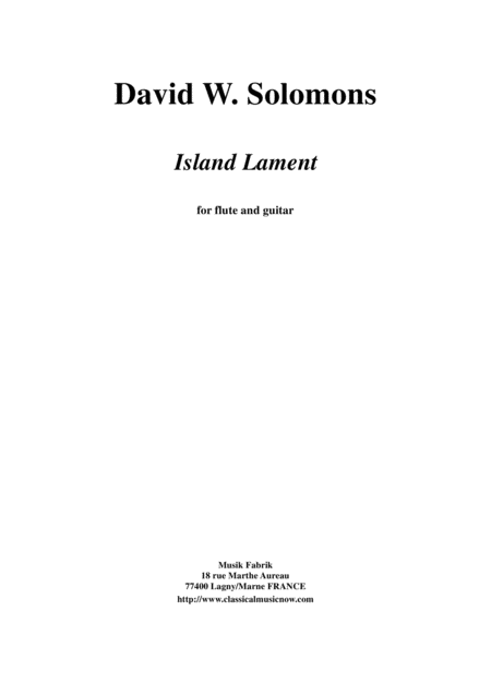 David Warin Solomons Island Lament For Flute And Guitar Sheet Music