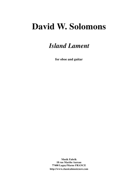 David Warin Solomons Island Lament For Oboe And Guitar Sheet Music