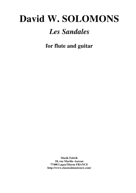 David Warin Solomons Les Sandales For Flute And Guitar Sheet Music