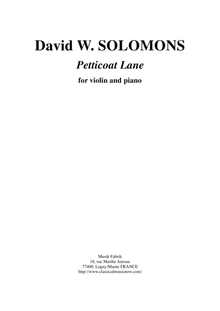 Free Sheet Music David Warin Solomons Petticoat Lane For Violin And Piano