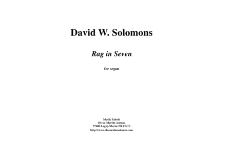 Free Sheet Music David Warin Solomons Rag In Seven For Organ