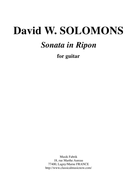 David Warin Solomons Sonata In Ripon For Solo Guitar Sheet Music