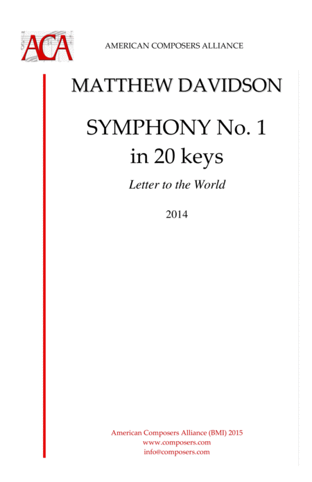 Davidson Symphony No 1 In 20 Keys Sheet Music