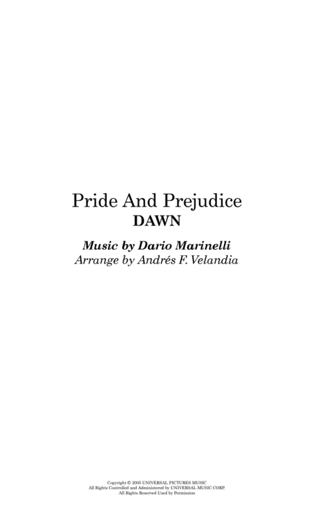 Dawn From Pride And Perjudice Arr For String Quartet Sheet Music