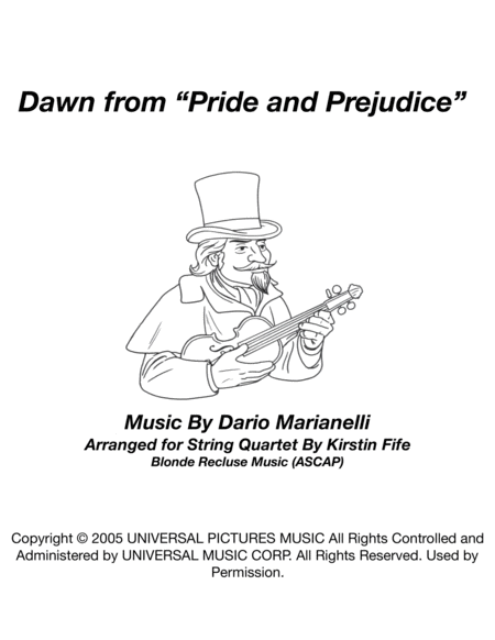 Dawn From Pride And Prejudice Arranged For String Quartet Sheet Music