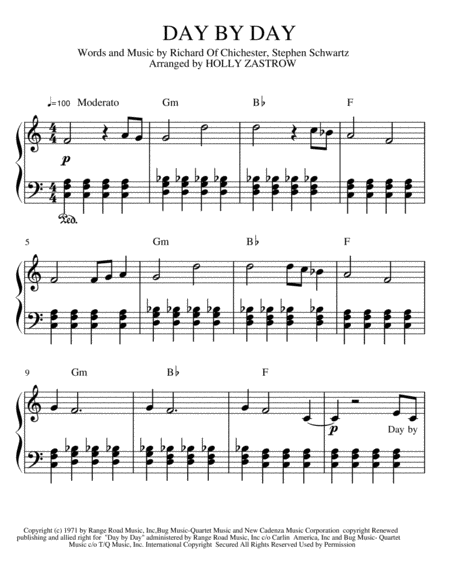 Free Sheet Music Day By Day 2018 New Arrangeme Song Contest Entry