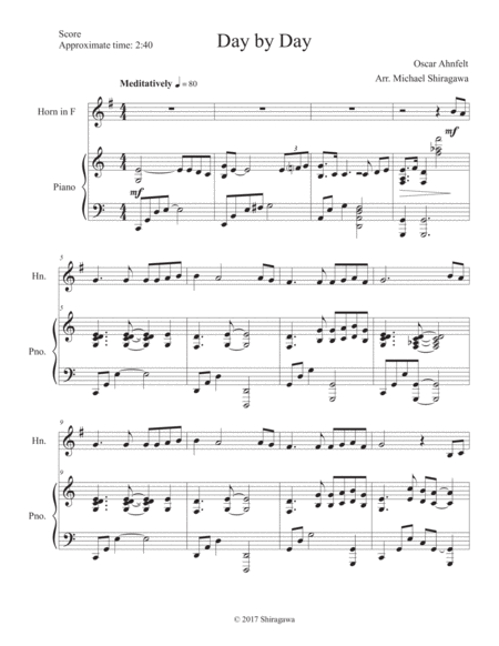 Day By Day Horn In F Sheet Music