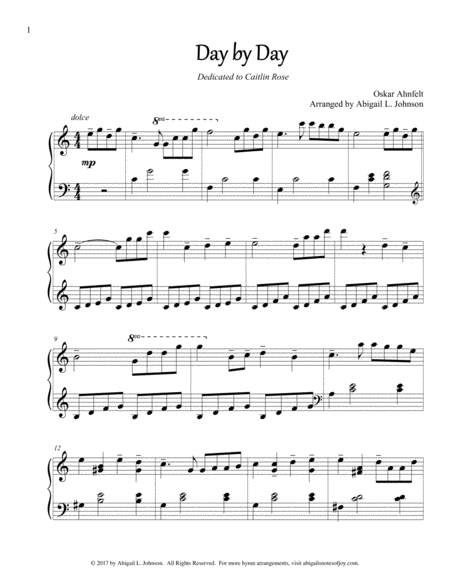 Free Sheet Music Day By Day Piano Solo