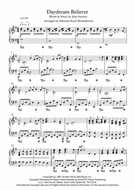 Daydream Believer Piano Solo Sheet Music