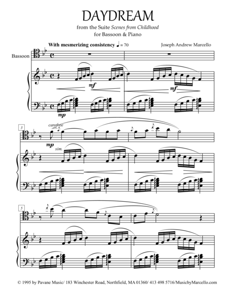 Free Sheet Music Daydream From Scenes From Childhood For Bassoon Piano