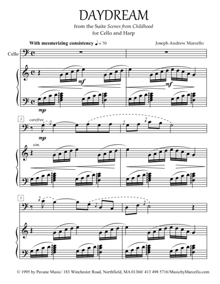 Daydream From Scenes From Childhood For Cello Harp Sheet Music