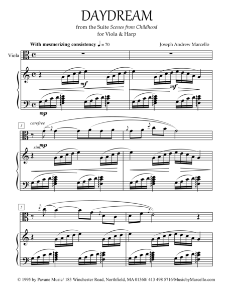 Free Sheet Music Daydream From Scenes From Childhood For Viola Harp