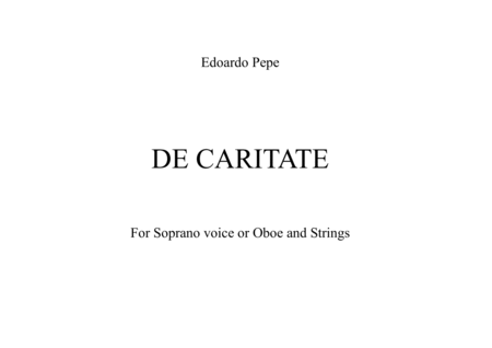 Free Sheet Music De Caritate For Soprano Voice Or Oboe Solo And Strings