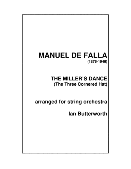 De Falla The Millers Dance The Three Cornered Hat For String Orchestra Sheet Music