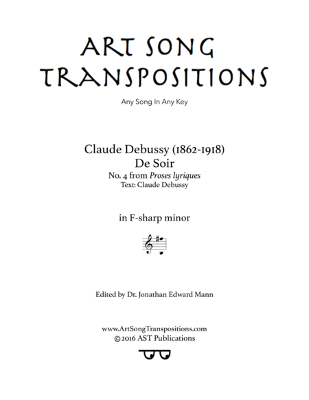 De Soir F Sharp Minor Sheet Music