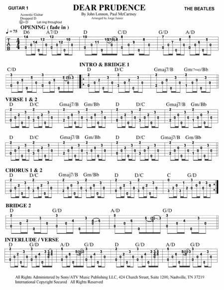 Dear Prudence Guitar Tab Sheet Music