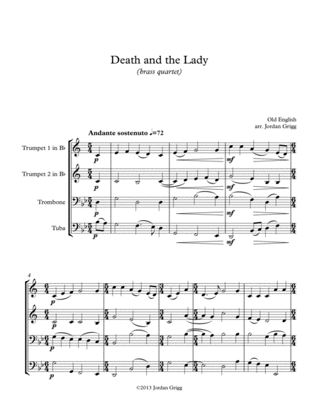 Death And The Lady Brass Quartet Sheet Music