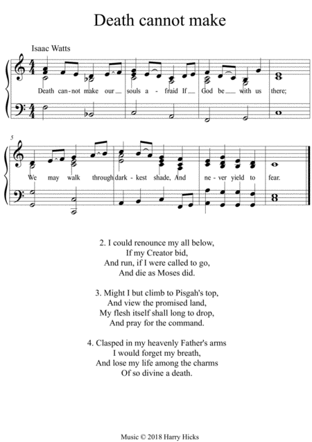 Death Cannot Make A New Tune To A Wonderful Isaac Watts Hymn Sheet Music