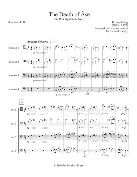 Free Sheet Music Death Of Ase