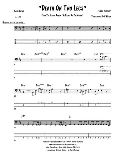 Death On Two Legs Bass Guitar Tab Sheet Music