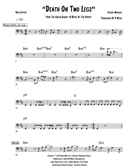 Death On Two Legs Bass Guitar Sheet Music