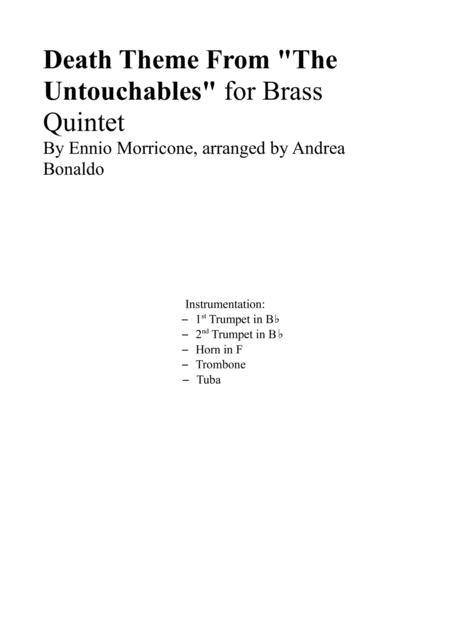 Free Sheet Music Death Theme From The Untouchables For Brass Quintet