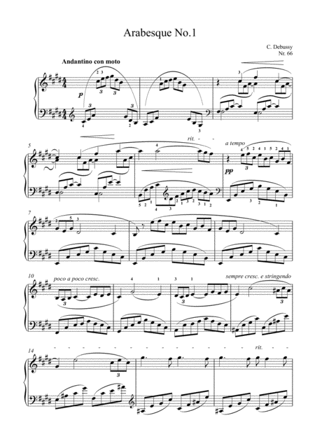 Free Sheet Music Debussy Arabesque No 1
