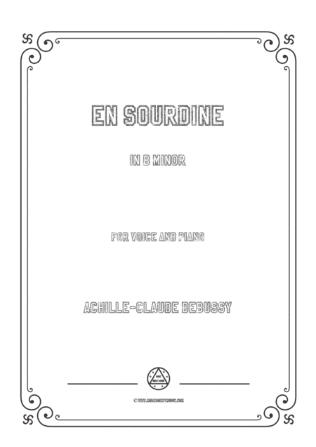 Free Sheet Music Debussy En Sourdine In B Minor For Voice And Piano