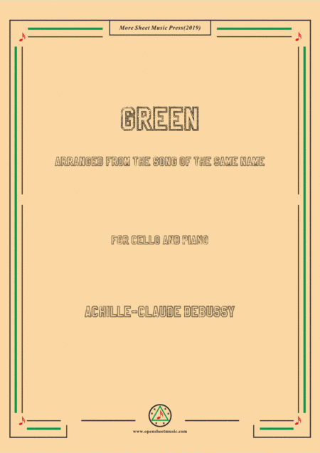 Free Sheet Music Debussy Green For Cello And Piano