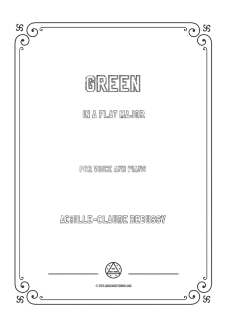 Free Sheet Music Debussy Green In A Flat Major For Voice And Piano