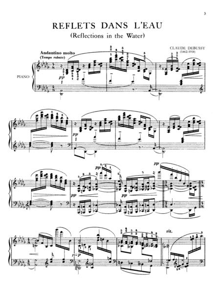 Debussy Reflets Dans L Eau Reflections In The Water Original Complete Version Sheet Music