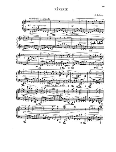 Free Sheet Music Debussy Rverie L 68 Original Version