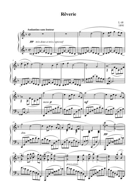Free Sheet Music Debussy Rverie Piano