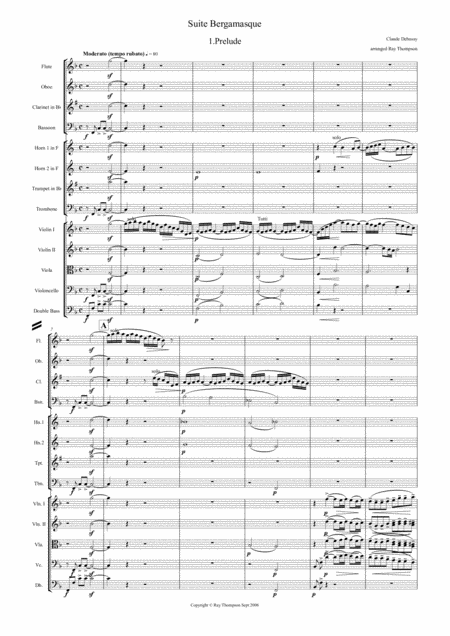 Debussy Suite Bergamasque Mvt 1 Prelude Chamber Orchestra Sheet Music