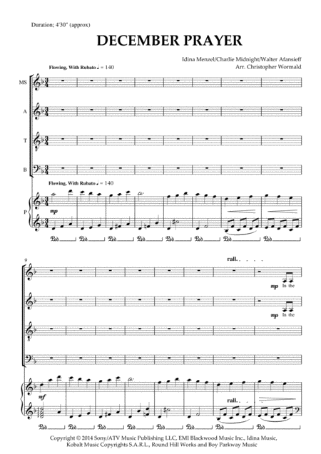 December Prayer Arr Christopher Wormald Sheet Music