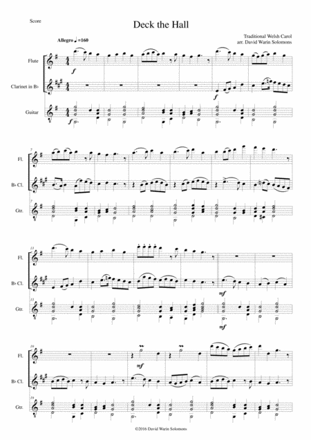 Deck The Hall For Flute Clarinet And Guitar Sheet Music