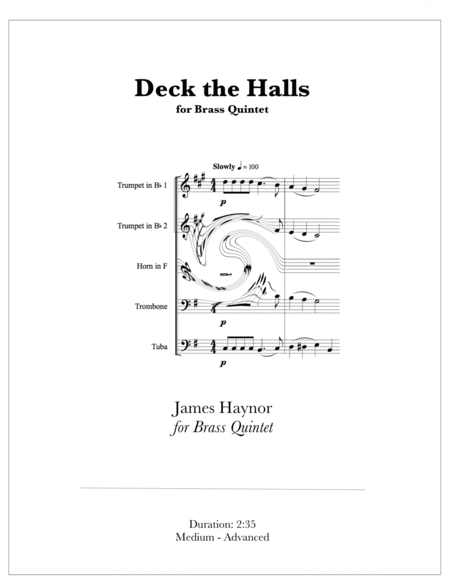 Deck The Halls For Brass Quintet Sheet Music