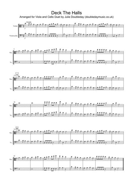 Deck The Halls For Viola And Cello Duet Sheet Music