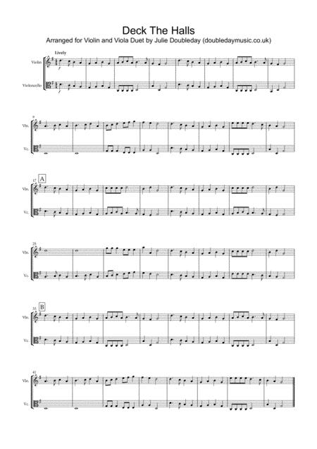 Deck The Halls For Violin And Viola Duet Sheet Music