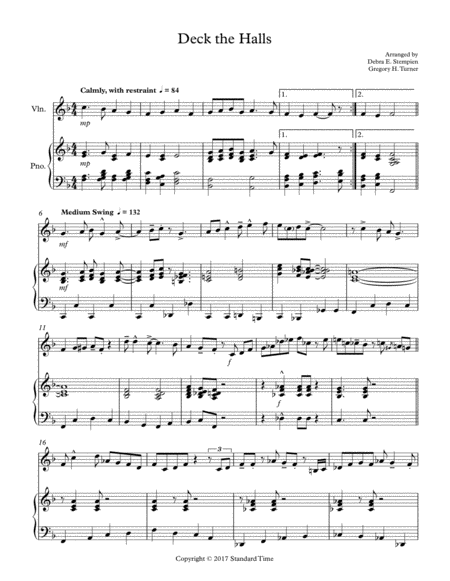 Deck The Halls For Violin Solo With Piano Accompaniment Sheet Music